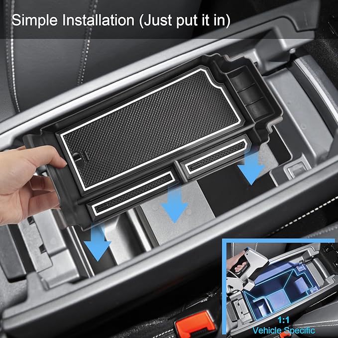 2021-2025 2026 Rogue Center Console Organizer for Nissan Rogue (S/SV/SL/Platinum/Rock Creek/Dark Armor), Durable ABS&Anti-Slip Rubber Console Tray Insert 2026 2025 Rogue Accessories (White)