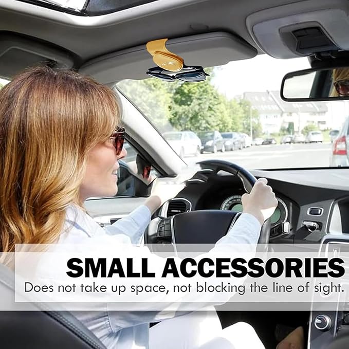 Car Sunglass Holder Compatible with Tesla Cybertruck 2025 2024 Cyberbeast Interior Accessories Organizer Leather Eyeglass Hanger Visor Ticket Card Clip Magnetic Cyber Truck Sunglasses Holders (Yellow)