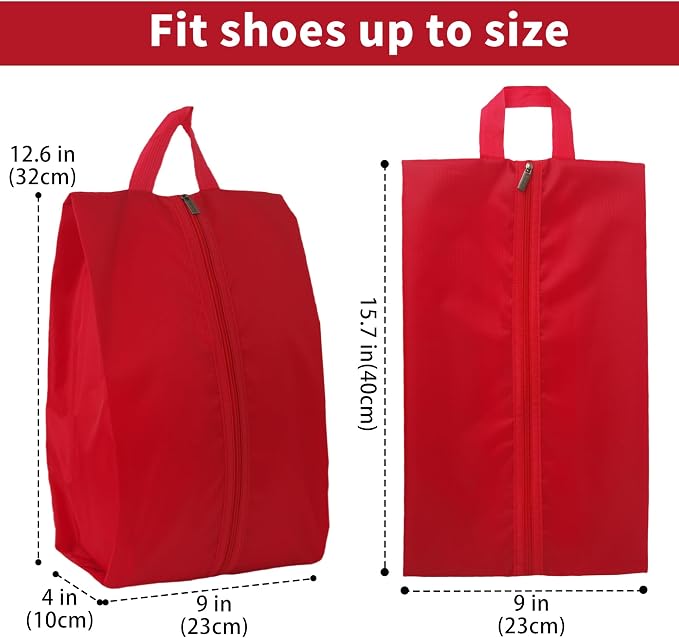 6pcs Portable Shoe Organizer, Travel Pouches with Zipper, Golf Shoe Bags, Clothes Bags, Soccer Cleats Bag Shoe Pouch for Gym, Waterproof, Odor-Resistant (Red)
