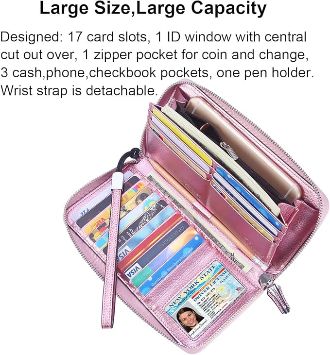Lavemi Small Compact Women Wallet RFID Blocking Genuine Leather Bifold Purse with ID Windows