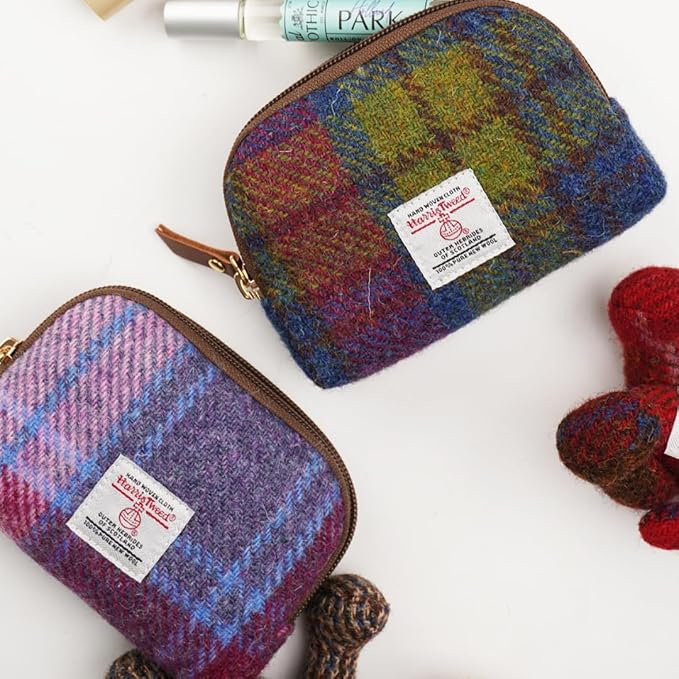 Harris Tweed Mini Travel Makeup Carrying Case Cosmetic Bag Portable Electronics Accessories Organizer Coin Purse (No.2163)