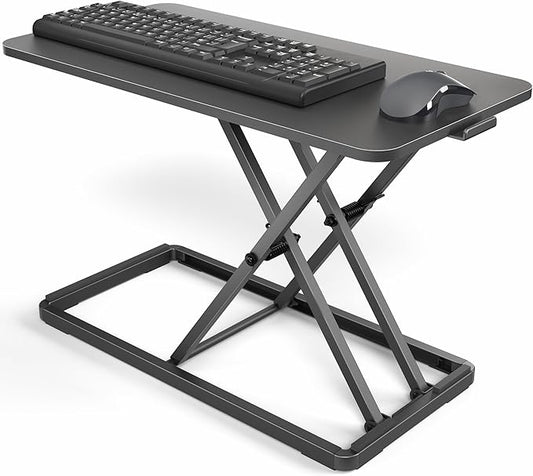 VIVO Single Top 24 inch Scissors Lift Keyboard and Mouse Riser, Height Adjustable Laptop Desk, For Ergonomic Sit Stand Workstations, Black, DESK-V024A