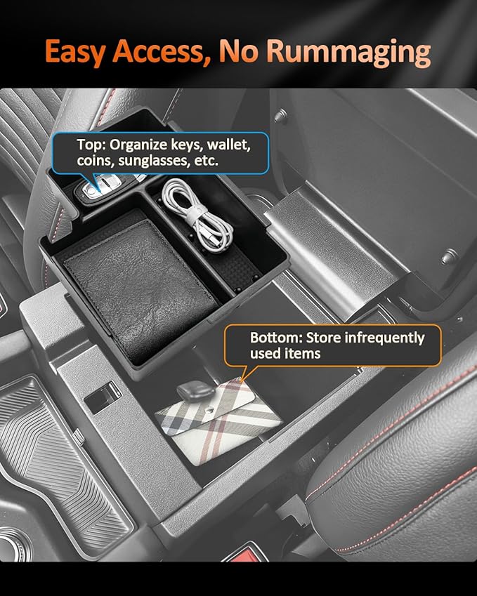 CDEFG for 2025 2026 Ford Explorer Center Console Organizer Tray - Armrest Storage Middle Insert - 2025 2026 Explorer (Active, ST-Line, Platinum and ST) Interior Accessories