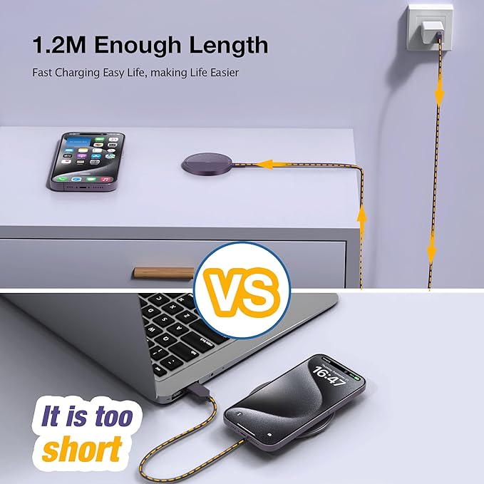 Magnetic Wireless Charger for iPhone: Compatible with Magsafe Charger iPhone 17 16 15 14 13 12 Series & Airpods 4 3 2 Pro-Fast 15W Max Charging Pad Strong Magnet, Dual USB-C/A Ports-Home Office Travel