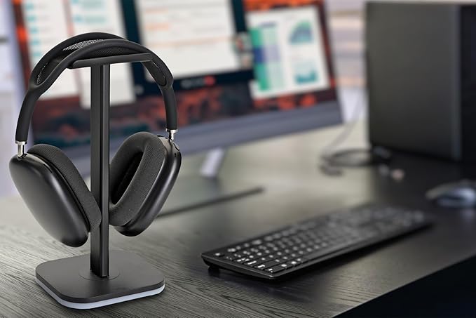 RGB Headphone Stand for Gaming – Modern Aluminum Headset Holder for Desk - Sleek Display for Over-Ear Headphones (Accessory )–Gift for Boys- (Black)