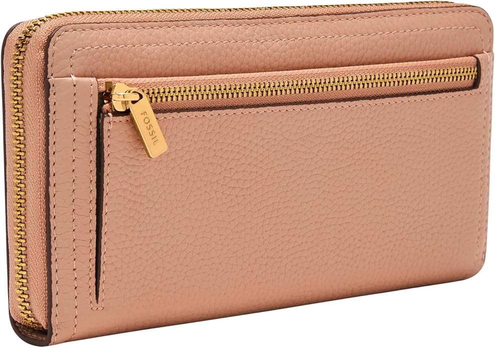 Fossil Women's Logan Leather RFID-Blocking Zip Around Clutch Wallet with Wristlet Strap for Women