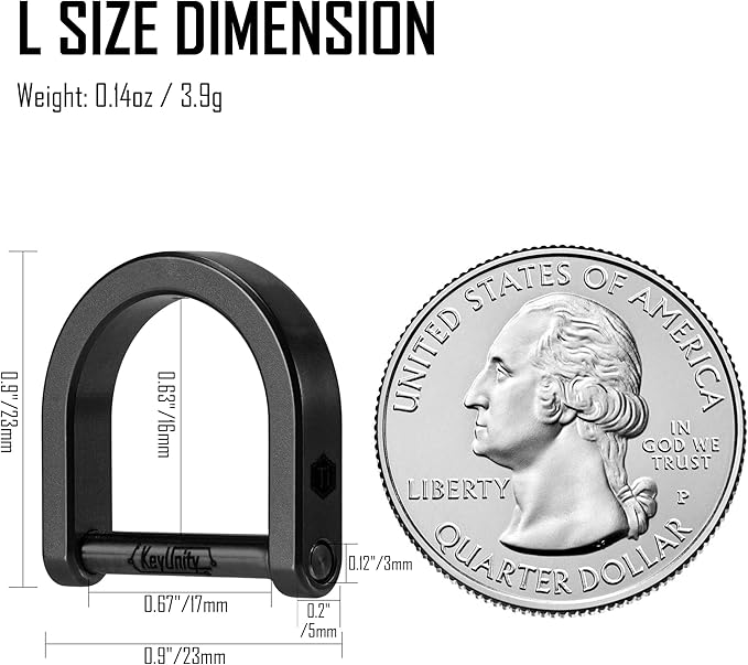 KeyUnity KA17 Titanium D Ring Key Shackle, U Shape Key Ring Horseshoe Clasp for Car Fob, DIY Leather Key Organizer Keychain