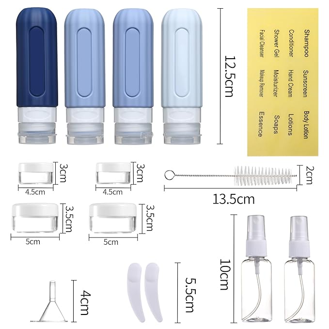 Mrsdry 16 Pack Travel Bottles for Toiletries, Leakproof Travel Containers for Toiletries, TSA Approved Silicone Travel Accessories Squeezable Refillable 3oz for Shampoo Conditioner Lotion