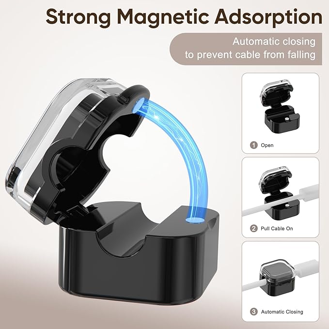 9-Pack Magnetic Cord Holder，Magnetic Cable Clips Strong Adhesive Desk Cable Management ，Cable Management Cord Holder Organizer for Home Office Desk Phone Car Wall Desktop Nightstand (Multicolor)