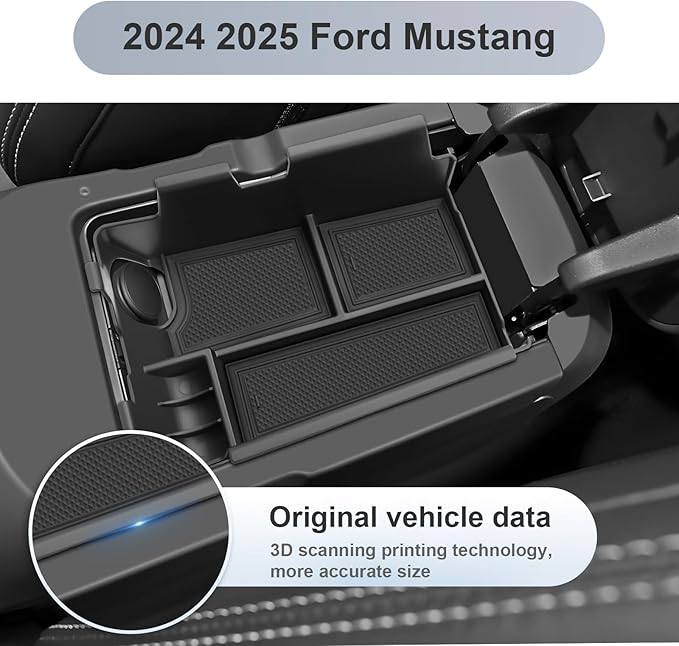 SKTU 3Pcs 2024 2025 2026 Mustang Center Console Organizer for 2024-2026 Ford Mustang Console Tray 2024 2025 2026 Mustang Accessories Insert Glove Pallet Organizer Mustang Door Side Storage Box