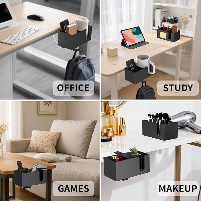 OOKUU 4-in-1 Desk Organizer- Large Desk Cup Holder Clamp with Headphone Stand, Pencil Holder and Phone Stand - Detachable, Rotating Hanger, Office & PC Gaming Accessories for Cup, Phone and Pen
