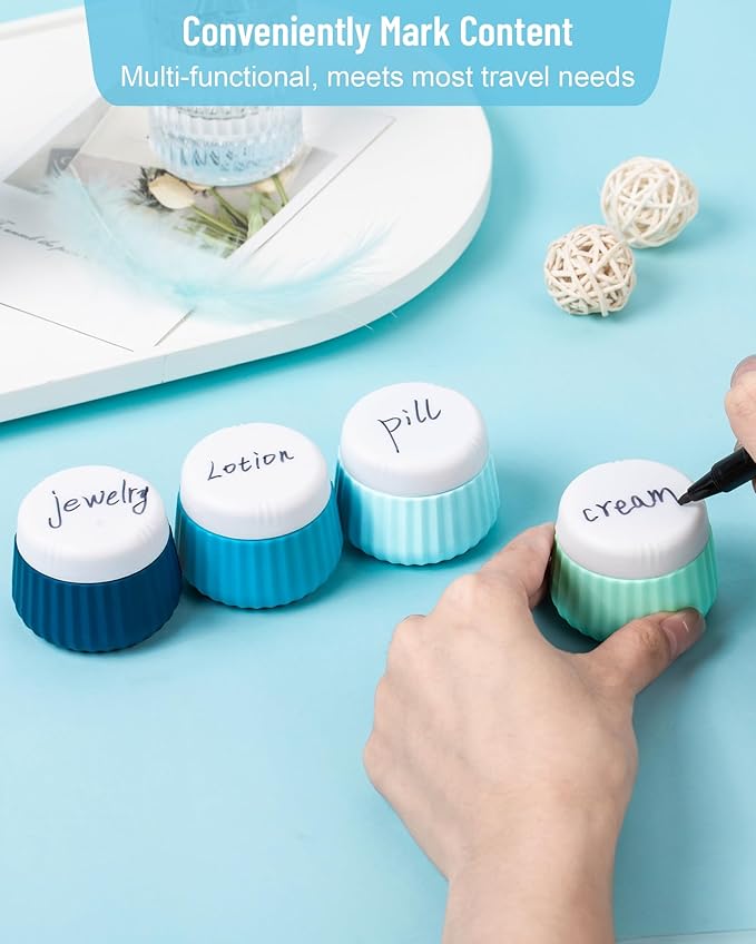 Mrsdry Travel Containers for Toiletries 4 Pack, TSA Approved Travel Size Toiletries, Travel Size Containers, With Clear Bag Leak Proof Silicone Jars, Travel Essentials Creams Jars Carrying Small Items