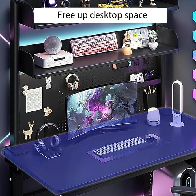 2 Tier Organizer Shelf Clamp On Desk 23 31 39in,Computer Desk Accessories for Office,Pegboard Workstation Desk Extender,Privacy Panel for Gaming Desk Desktop Shelving System(80cm/31.5in)