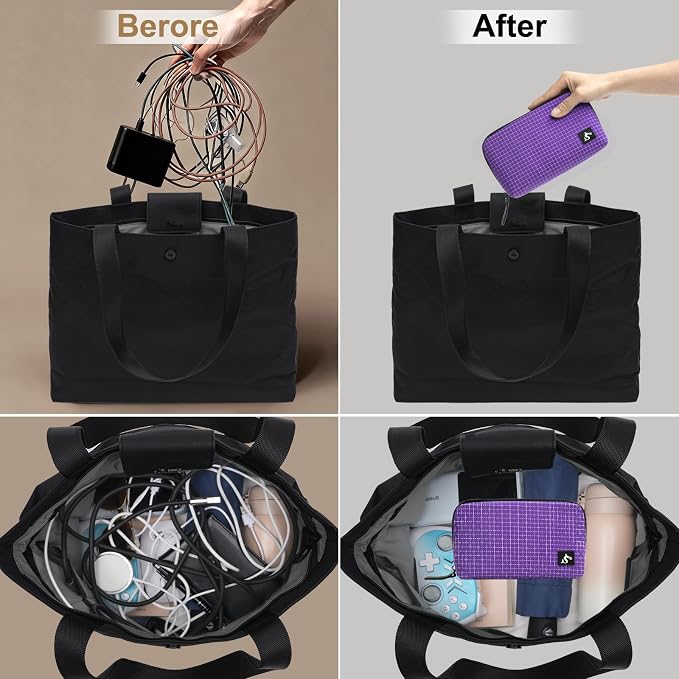 simtoper Small Electronics Organizer Travel Case – Slim Travel Cable Pouch for Small Tech Accessories, Cords, Chargers, Earbuds – Lightweight Mini Tech Bag for Backpack, Business, Travel