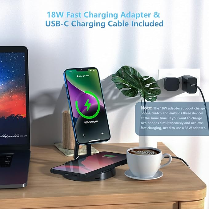 Wireless Charger for Samsung | 3-in-1 Charging Station for Samsung Galaxy S25/S24/S23/S22 & Watch 7/6/5/Buds | MagSafe Charger for iPhone 16/15/14/13/12 | Compatible with Apple AirPods