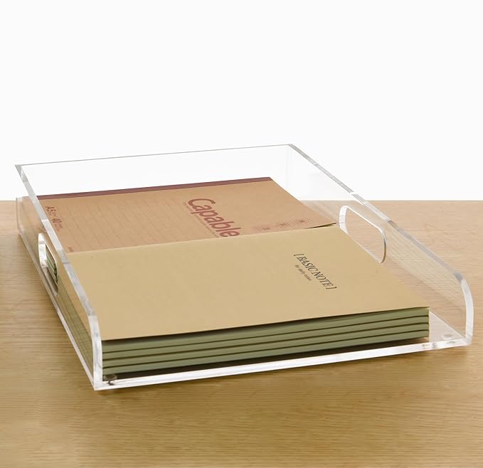 Clear Acrylic Paper Trays, Desk File Organizer, A4 Paper Holder, Low-Profile Desk File Sorter for Office/Home, Clear Stackable Letter Tray for Bills, Crafts, Notebooks - Vertical