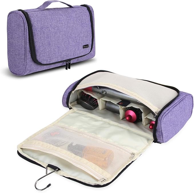 Teamoy Travel Storage Bag Compatible with Dyson Airwrap Styler, Portable Travel Organizer for Airwrap Styler and Attachments, Purple
