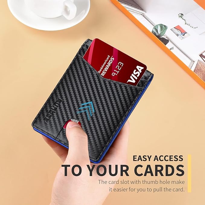 RUNBOX Wallet for Men Slim Leather Bifold RFID Blocking Minimalist Front Pocket Design with Gift Box
