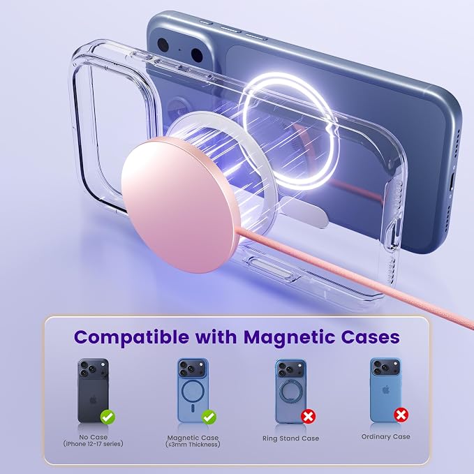 15W Wireless Charger for Apple MagSafe Charger, Magnetic Fast Charging Pad | Compatible for iPhone 17 16 15 14 13 12 Pro Max, AirPods-Slim Portable for Desk Bedside and Travel - 3 Pack, Pink