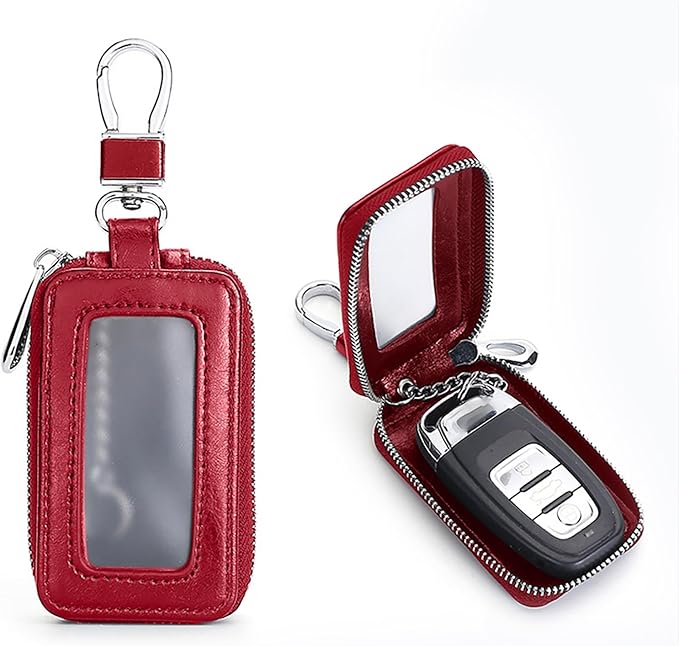 vvag Premium Car Key Fob Case Genuine Leather Car Smart Key fob Holder Car Remote Keychain Bag Universal