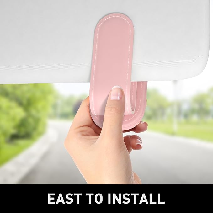 Sunglasses Holder for Car Visor, Magnetic Leather Car Sunglass Holder, Car Sun Visor Glasses Hanger Clip, Car Interior Accessories for Women Men, Fits All Size Eyeglasses