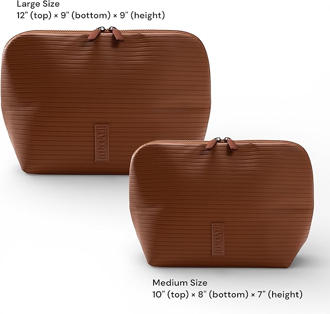 THE VERTI-Vertical Waterproof Makeup & Toiletry Bag | 23-Pocket Organizer with Upright, Fold-Down Design for Skincare, Toiletries & Essentials (Mahogany, Medium)
