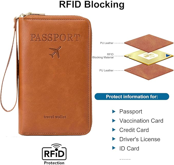 Family Passport Holder for Travel Women and Men RFID Passport Holder with Card Slots Holder Passport Case Passport cover Passport Wallet Travel Essentials and Accessories