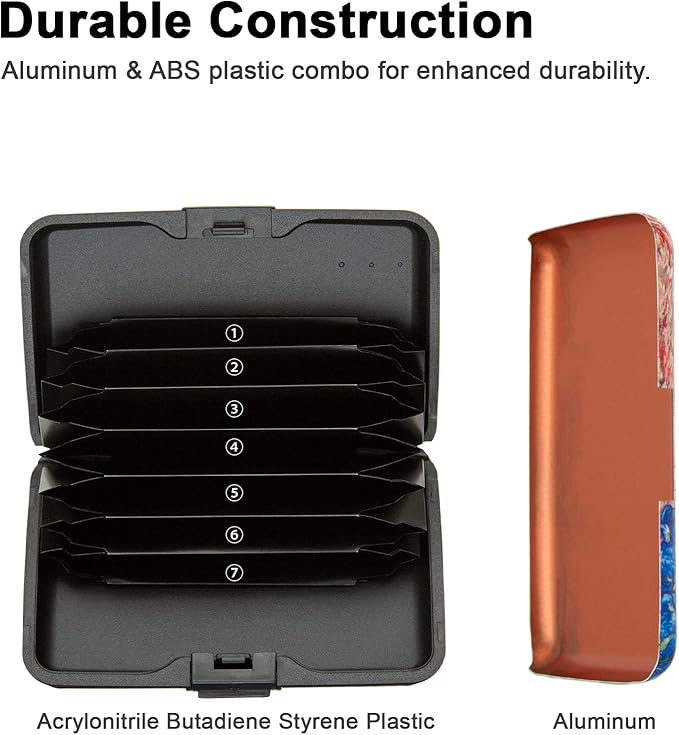 Credit Card Holder for Women Men RFID Blocking Wallet Small Business Metal Slim Mini Aluminum Hard Case (Colorful Hearts Butterfly)