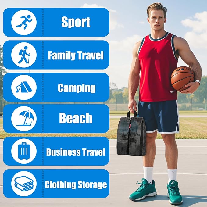 SelfTek Travel Shoe Bags, 3 Pack 3 Size Waterproof Shoe Bags for Travel with Double-Sided Zippers, Portable Shoe Storage Organizer for packing for Men, Women & Kids - Ideal Family Travel Accessories