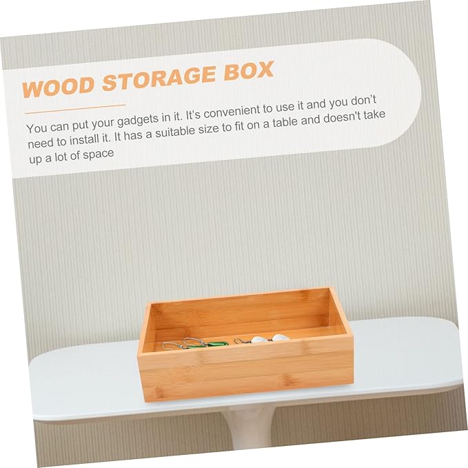 Desktop Storage Box Khaki Natural Wood Organizer Bin Lidless Design Easy Access for Home Office Desktop Items Simple Stylish Decorative Container