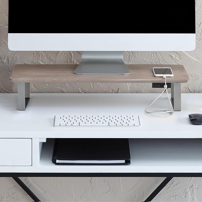 Anji Mountain Monitor Stand - Desktop Organizer & Laptop Riser, Ergonomic Monitor Riser, Space-Saving Monitor Stand for Desk, Durable Construction, Easy Assembly, Ideal for Home & Office,Biscotti
