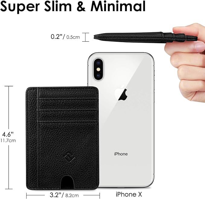 FINTIE Slim Minimalist Front Pocket Wallet, RFID Blocking Credit Card Holder Card Cases with ID Window for Men Women (Black)
