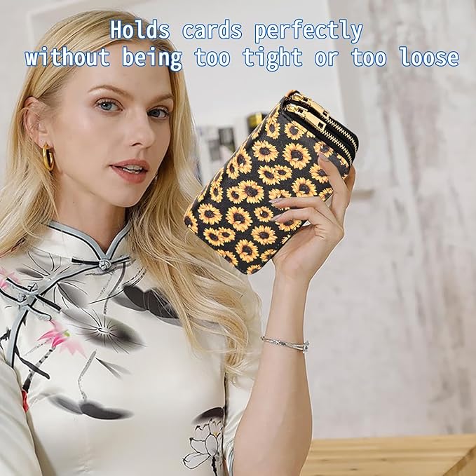 Sunflower Wallets for Women Large Capacity 2 Zipper Accessories Gifts Ladies Purse Credit Card Holder