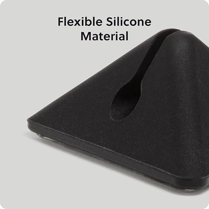 U Brands Black Silicone Pyramid Cable Clips 12 Pack, Adhesive Cord Organizer, Cable Management Clips for Desk, Office, and Travel
