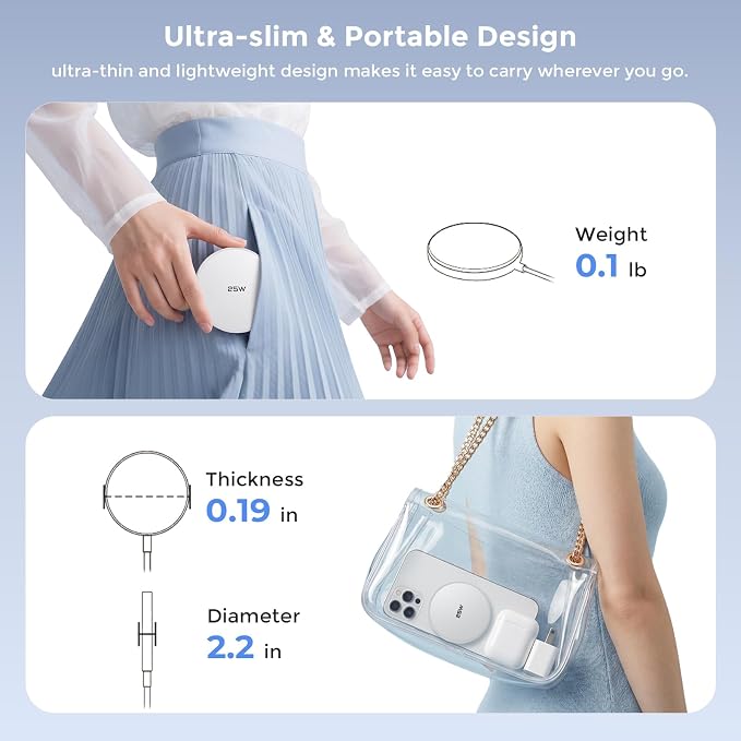 MagSafe Charger 25W Magnetic Wireless Charger Fast Charging Pad with 30W Adapter&4.2FT Type C Cable Compatible with iPhone 17/16/15/14/13/12 Series & AirPods 4/3/2/Pro