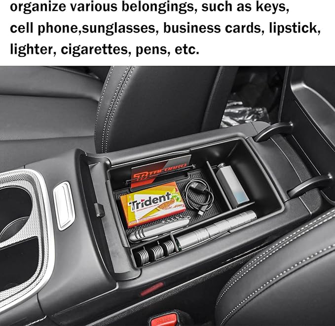 TACORBO Center Console Organizer Compatible with Hyundai Santa Fe 2021 2022 2023 & Santa Fe SEL 2022 2023 Accessories Armrest Secondary Storage Box, ABS Insert Glove Box Tray, Black