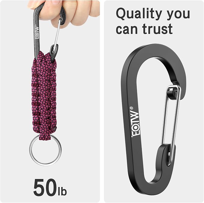 EOTW Carabiner Keychain,Paracord Keychain Small Aluminum Clip D Ring for Camping, Hiking, Fishing, Or As A Key Organizer