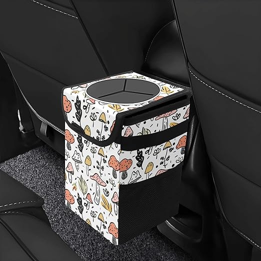 Car Trash Can – Multi-Purpose, Lightweight and Portable with Durable Water-Resistant Coating, No Installation Required, Practical and Ample Capacity, Variety of Colors.Mushroom
