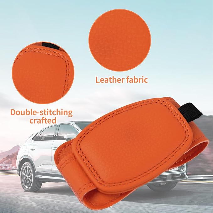 Visor Sunglasses Holder Clip for Car, Magnetic Leather Clip for Car Visor, Universal Glasses Organizer 2 Pack, Orange