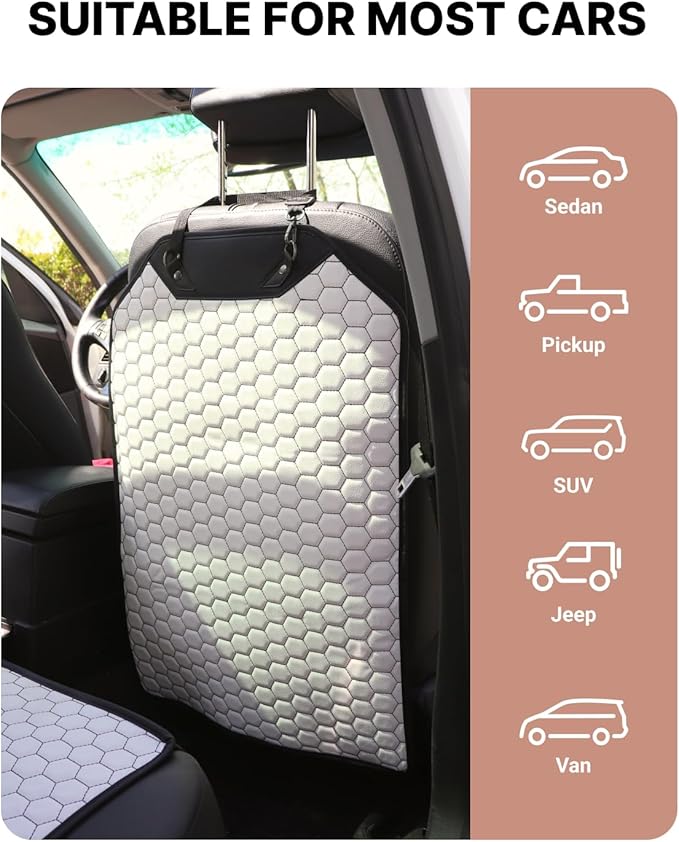 Owleys Premium Leather Car Seat Protector for Child Car Seat Cover from Dirt Scratches (White Set Kick Mat+Seat Protector)