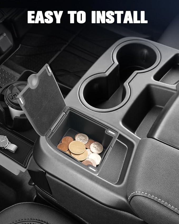 YEE PIN 3-in-1 Front Center Seat Headrest Organizer for 2019 2020 2021 2022 Chevy Silverado Compartment Tray Container Storage Box with Cup Holder Coin for Silverado 2026 Accessories (Jump Seat Only)