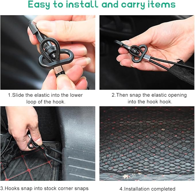 Stretchable Cargo Net, 35.4"×15.7" Adjustable Elastic Trunk Bed Storage Organizer Net with Hooks, Heavy Duty Automotive Luggage Rear Cargo Mesh Universal for Most Vehicles
