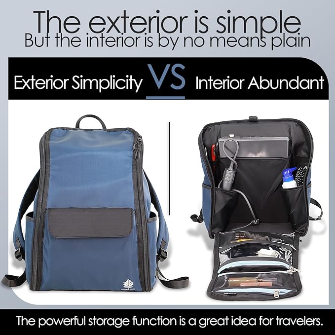 Travel Laptop Backpack Large Hanging Toiletry Organizer Water-Repellent Hygiene Bag (Blue)