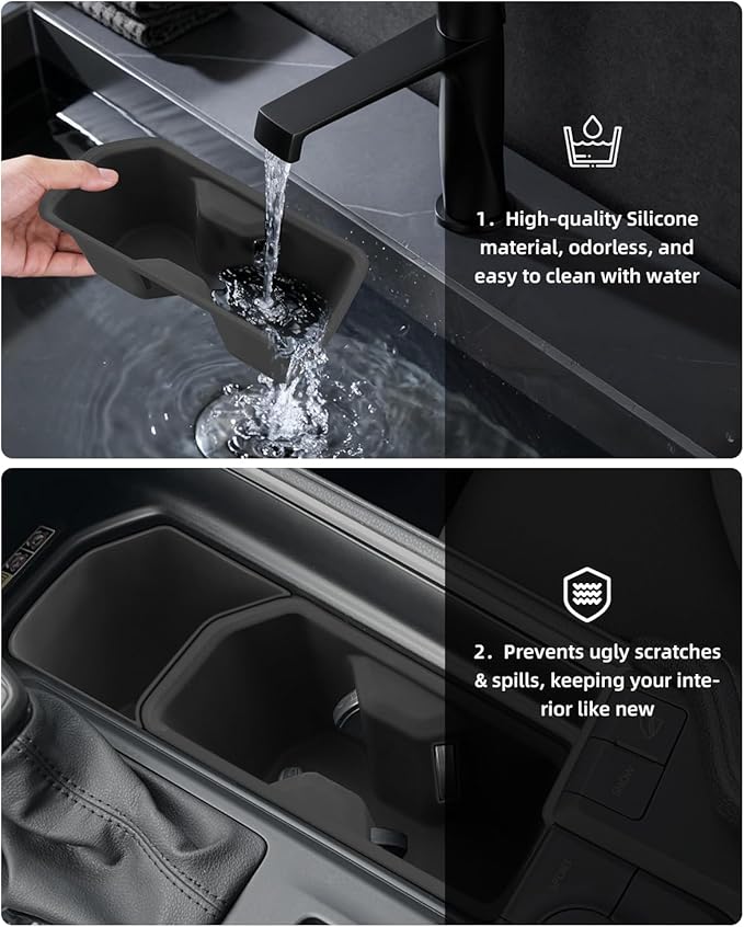Silicone Center Console Cup Holder & Rear Door Storage Box for 2024–2026 Toyota Grand Highlander/Grand Highlander Hybrid, Interior Organizer Accessories (4PCS)