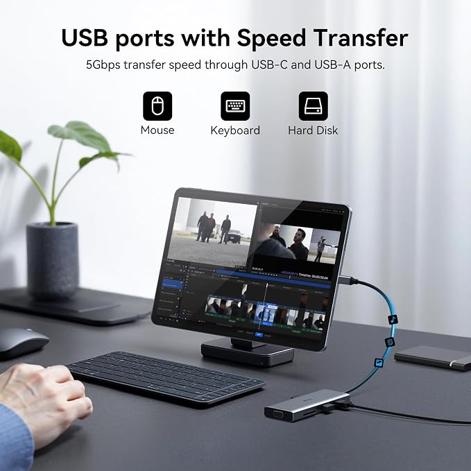Docking Station 3 Monitors USB C Docking Station Dual Monitor HDMI Adapter for Dell HP Laptop,USB C Hub Multiple Adapter Dongle with 2 HDMI 4K+VGA+100W PD Charger+3 USB Port+SD/TF Card Reader
