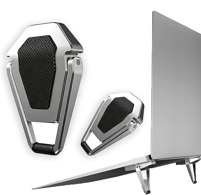 Laptop Riser Foldable Laptop Stand Portable Invisible Laptop Cooling Pad Laptop feet Suitable for 12-20 Inches Laptop Ergonomic Zinc Alloy Laptop Mini Stand Leg (Silver-2pcs)