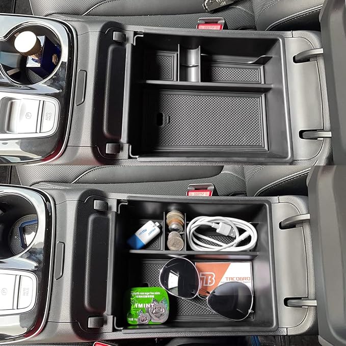 TACORBO Center Console Organizer Compatible with Hyundai 2022-2024 Tucson Plug-in Hybrid/Hybrid all Trims and Tucson Gas Limited and Santa Cruz 2022-2025 Accessories, Armrest Insert Tray, Black
