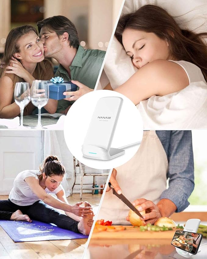 NANAMI Upgraded Fast Wireless Charger, Wireless Charging Stand for iPhone 17/17 Air/16/16 Plus/16 Pro/16 Pro Max/15/14/13/12 & Phone Charger Dock for Samsung Galaxy S26/S25/S24/S24 Ultra/S23/S22