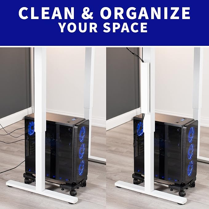 VIVO Steel Magnetic 14 inch Cable Management Channel for Under Desk Leg, No Drill Cord Organizer for Home Office, White, DESK-AC01-1MW