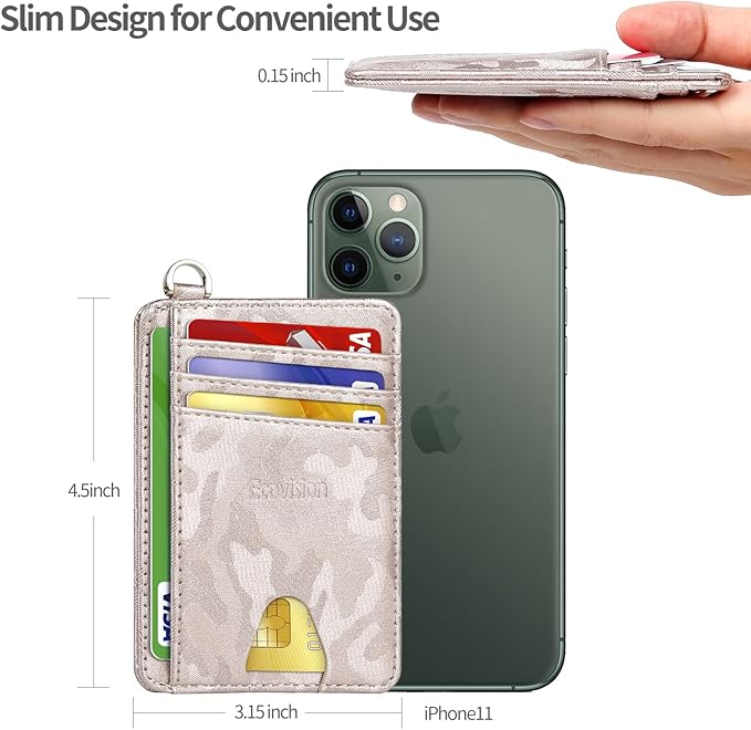EcoVision Slim Minimalist Front Pocket Wallet, RFID Blocking Credit Card Holder Wallet with Detachable D-Shackle for Men Women